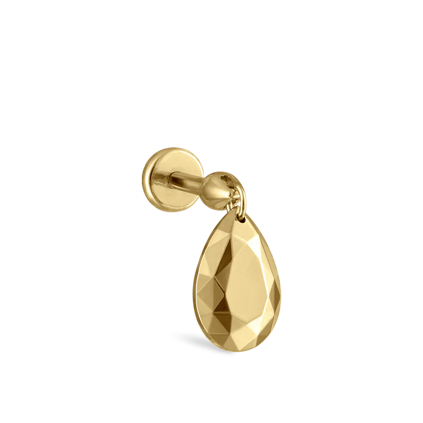 Faceted Gold Pear Threaded Charm Earring - Image 26