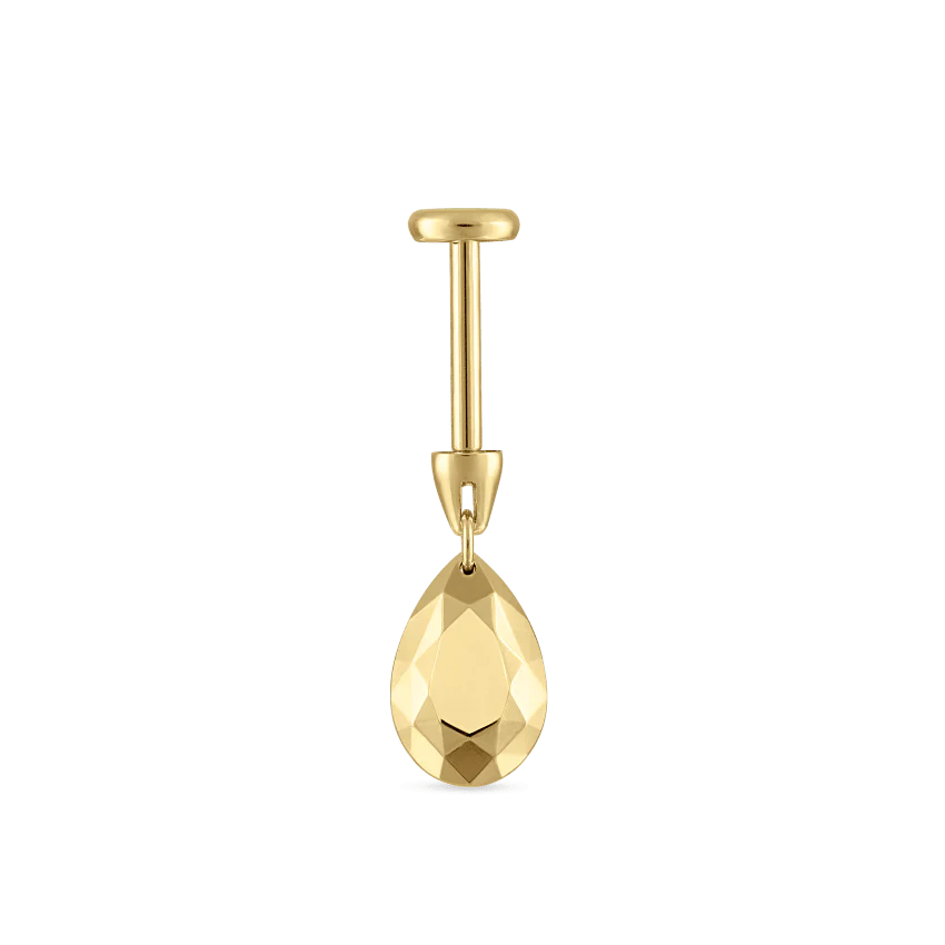 Faceted Gold Pear Threaded Charm Earring - Image 27