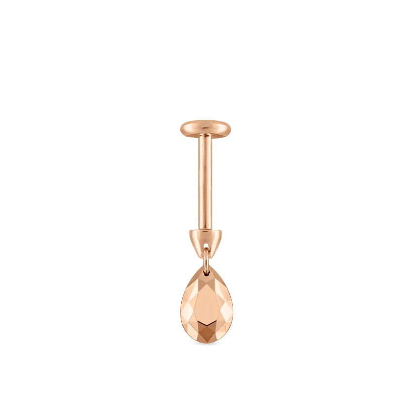 Faceted Gold Pear Threaded Charm Earring - Image 30