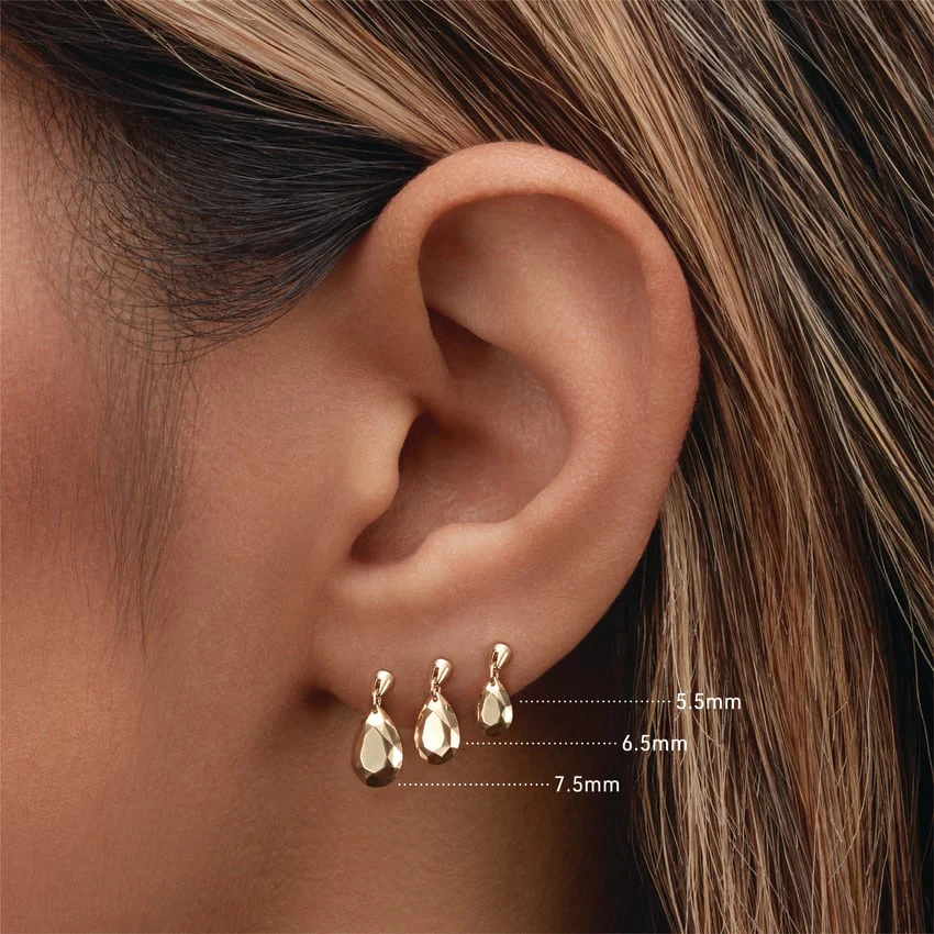 Faceted Gold Pear Threaded Charm Earring - Image 31