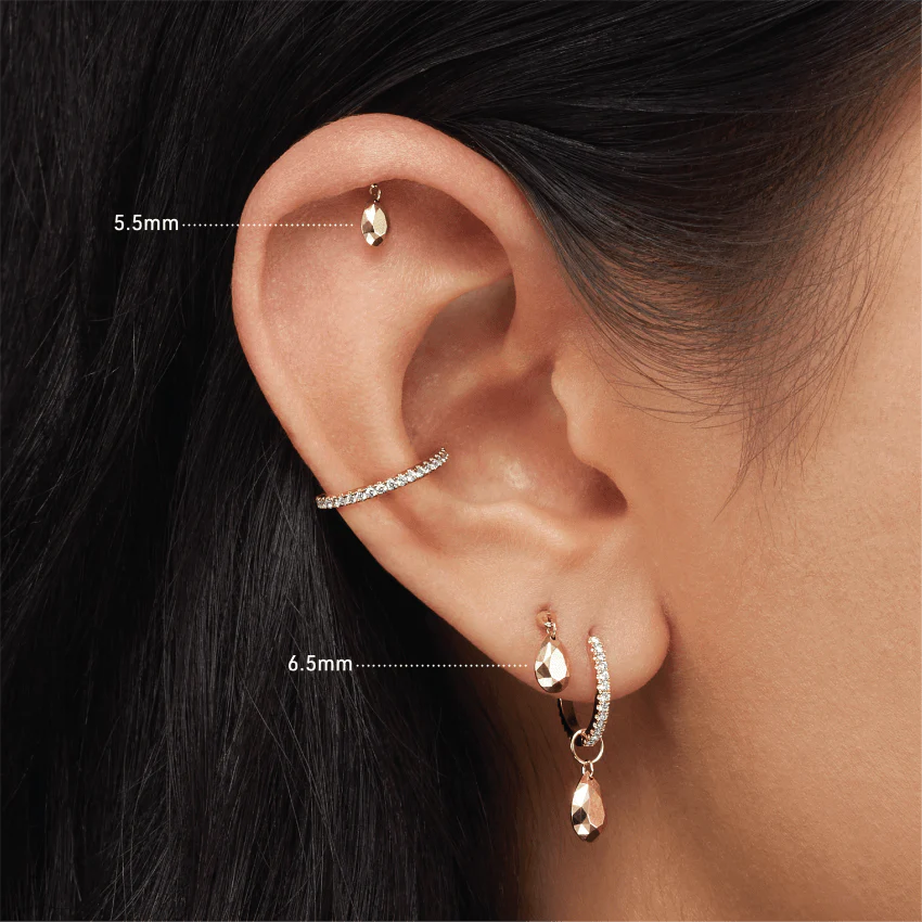 Faceted Gold Pear Threaded Charm Earring - Image 32