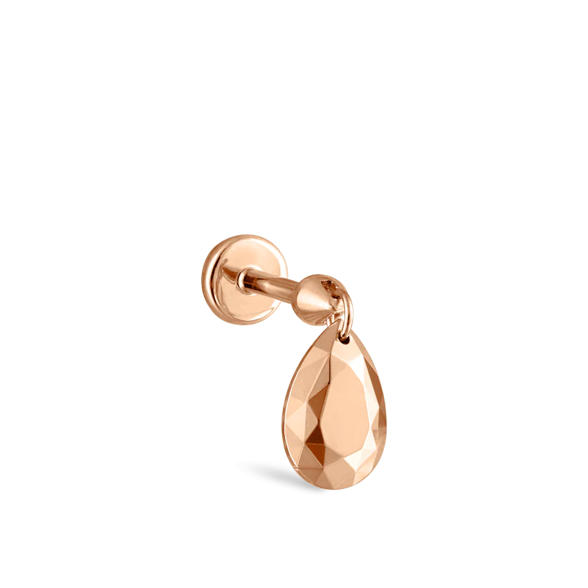 Faceted Gold Pear Threaded Charm Earring - Image 34