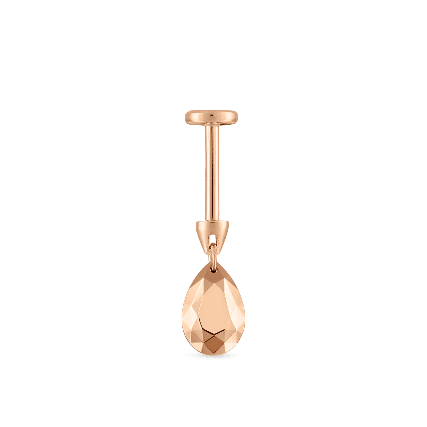 Faceted Gold Pear Threaded Charm Earring - Image 35