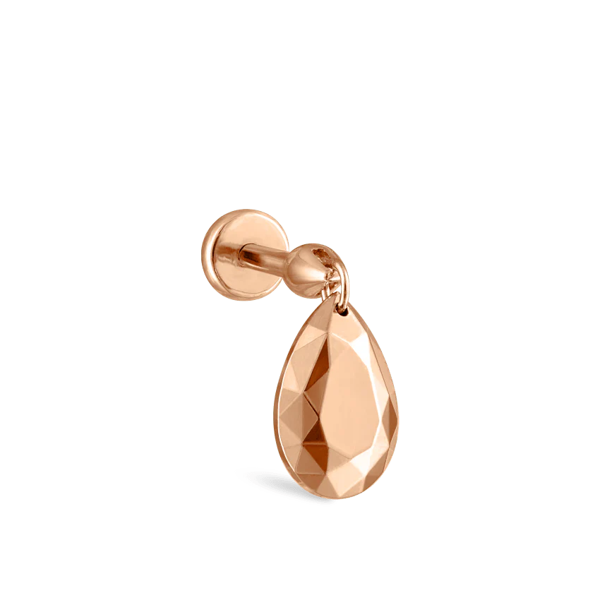 Faceted Gold Pear Threaded Charm Earring - Image 39