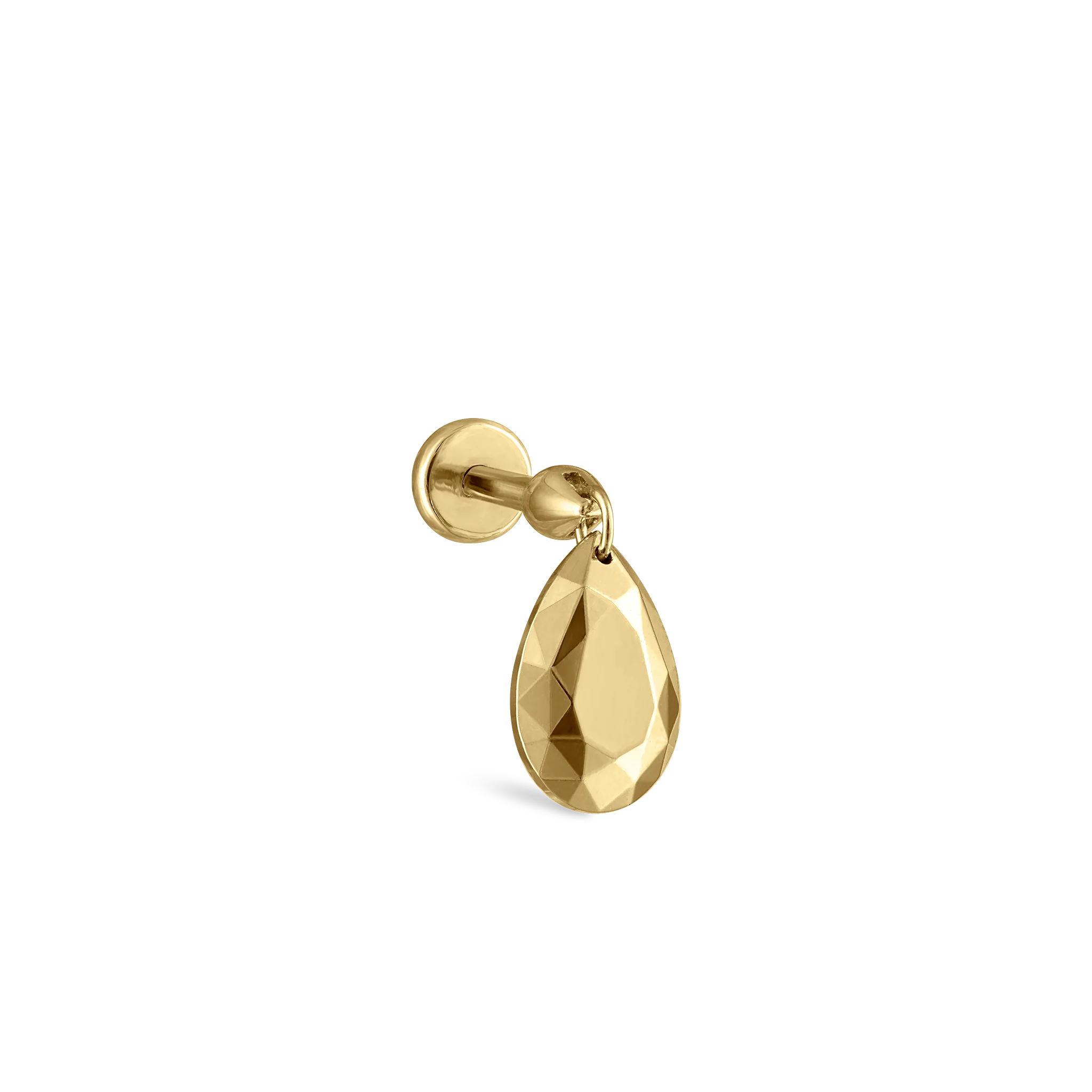 Faceted Gold Pear Threaded Charm Earring - Image 50