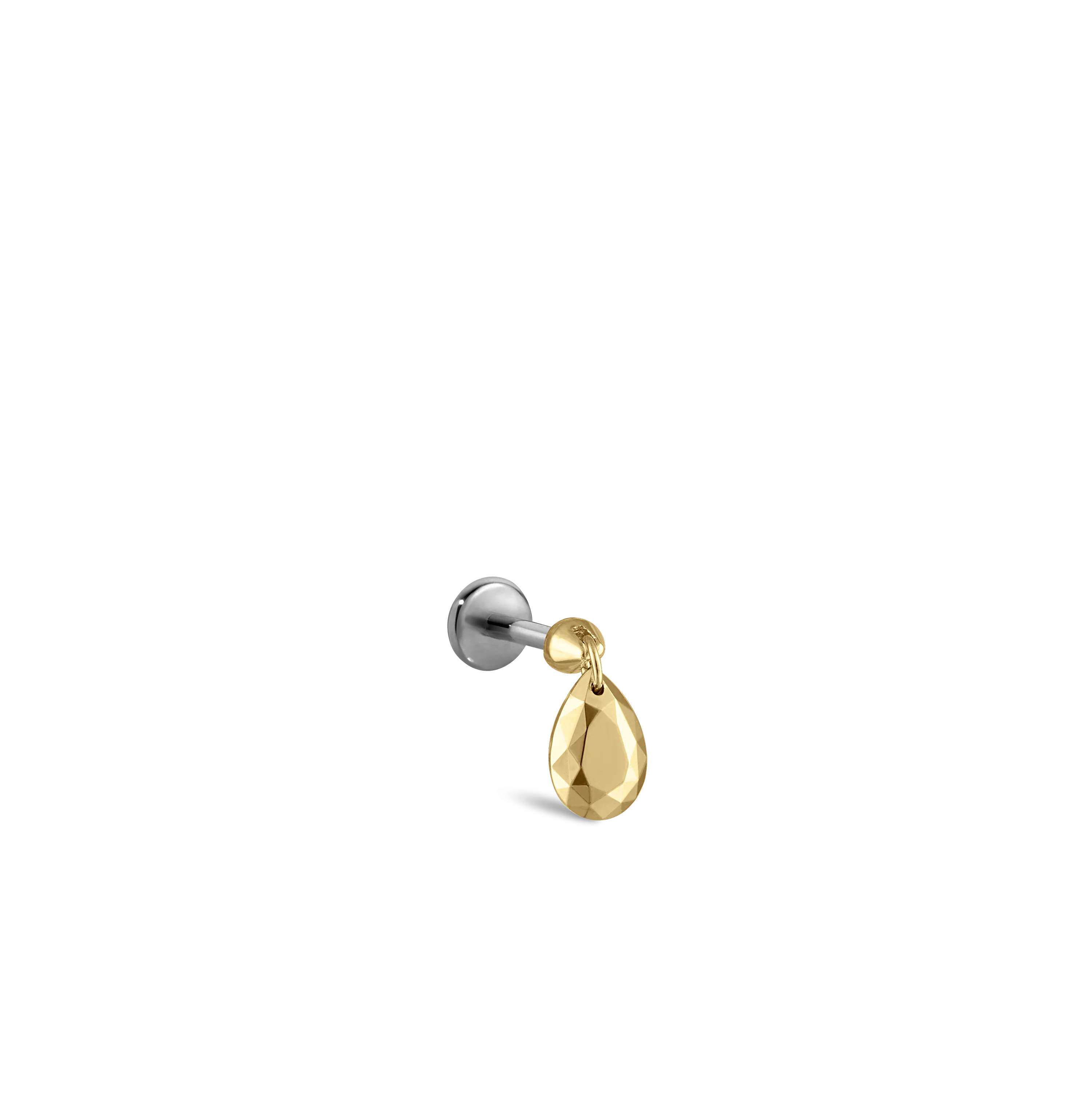 Faceted Gold Pear Threaded Charm Earring With Titanium Backing - Image 42
