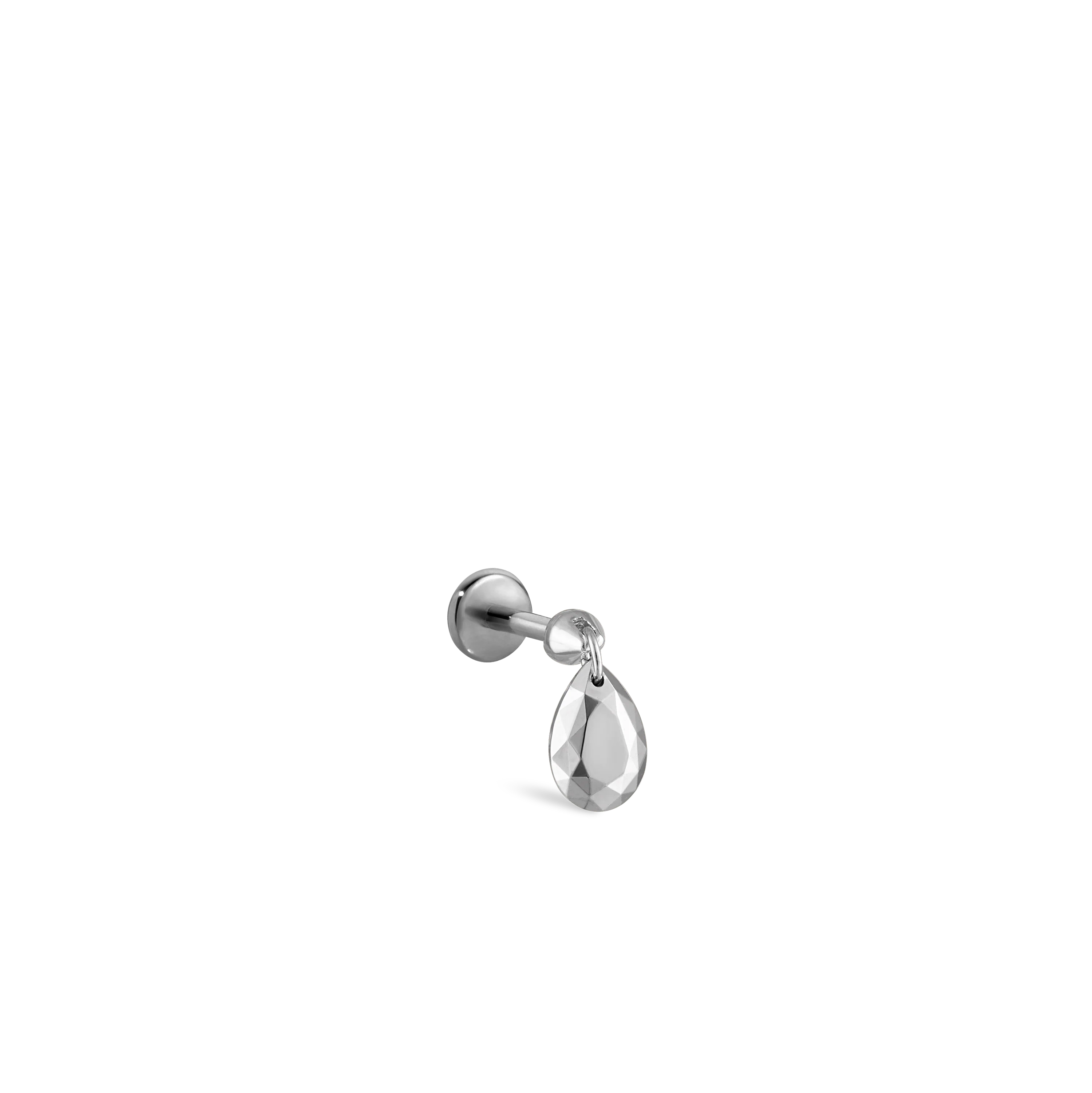 Faceted Gold Pear Threaded Charm Earring With Titanium Backing - Image 45
