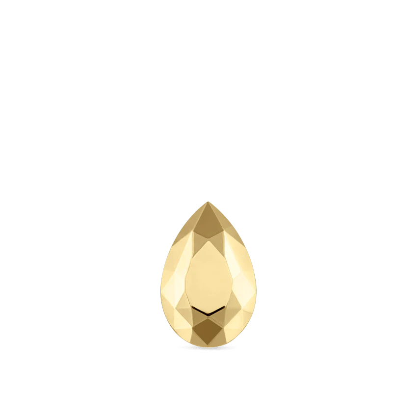 Faceted Gold Pear Threaded Stud Earring - Image 25