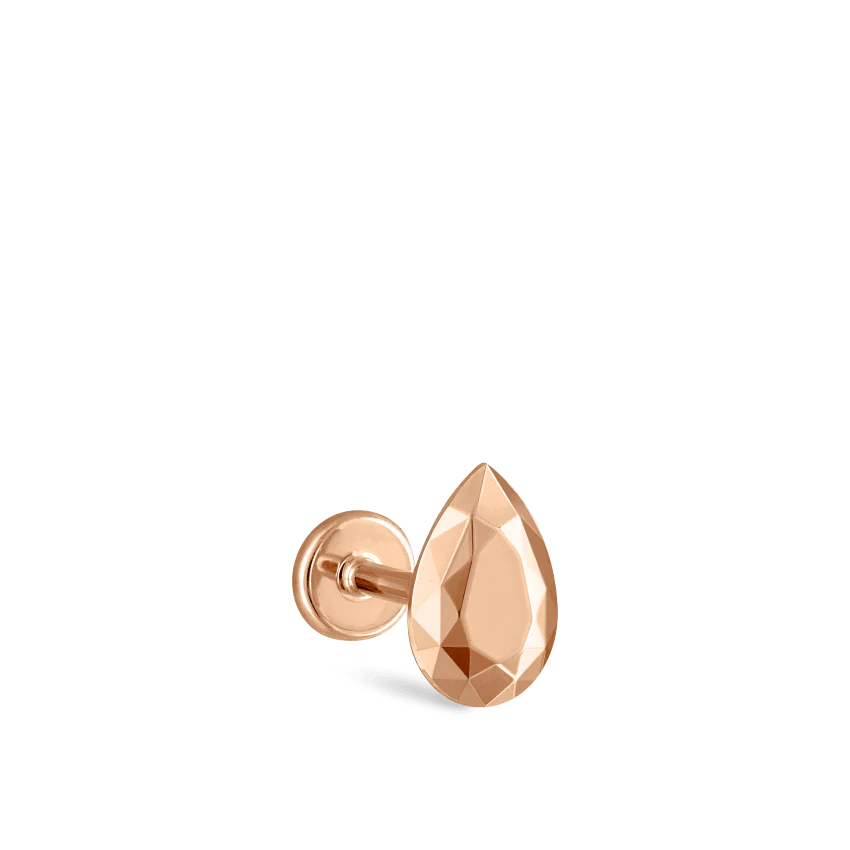 Faceted Gold Pear Threaded Stud Earring - Image 31