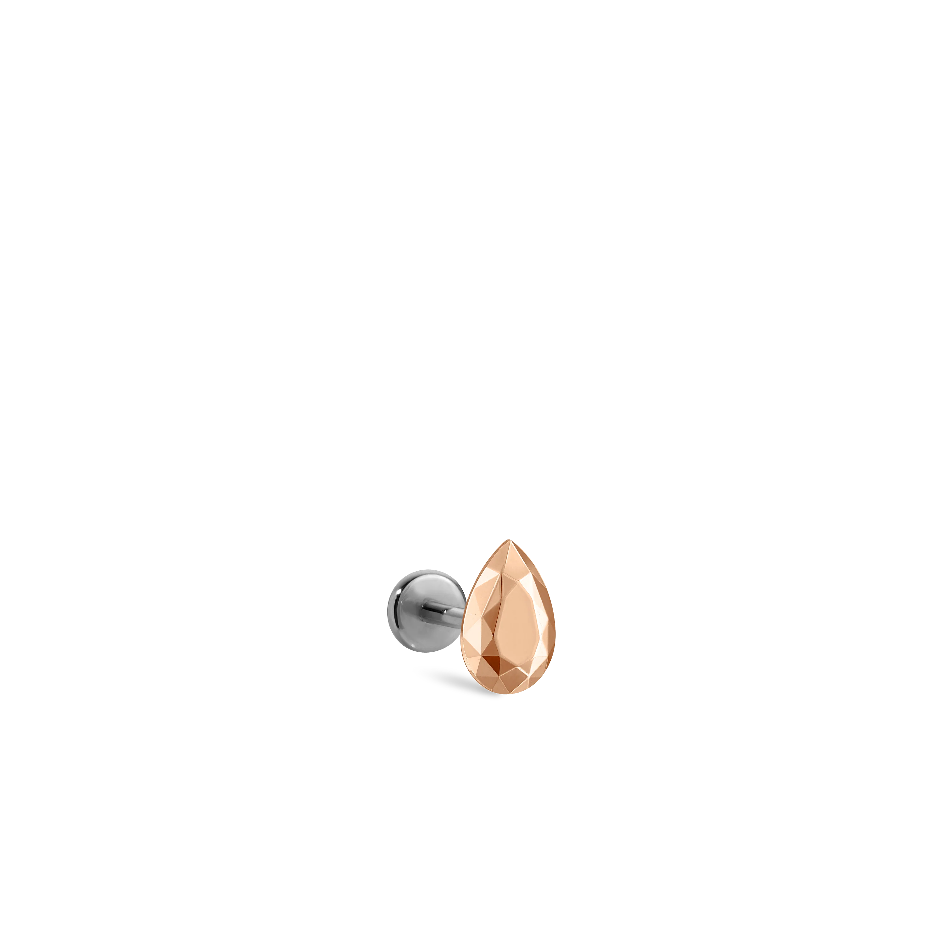 Faceted Gold Pear Threaded Stud Earring With Titanium Backing - Image 8