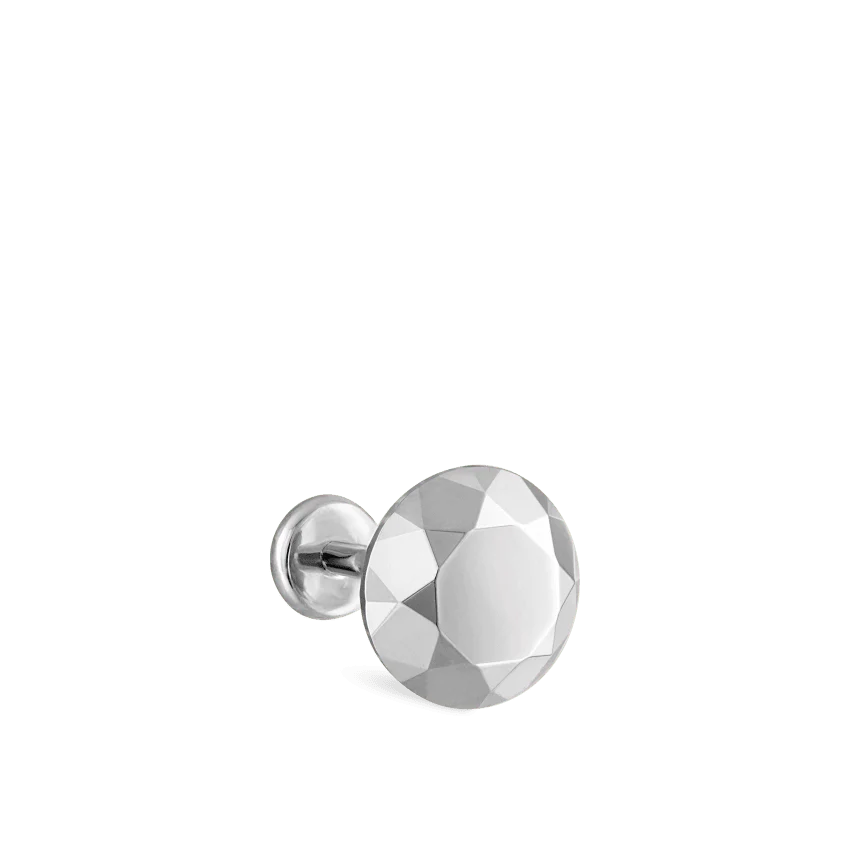 Faceted Gold Round Threaded Stud Earring - Image 2