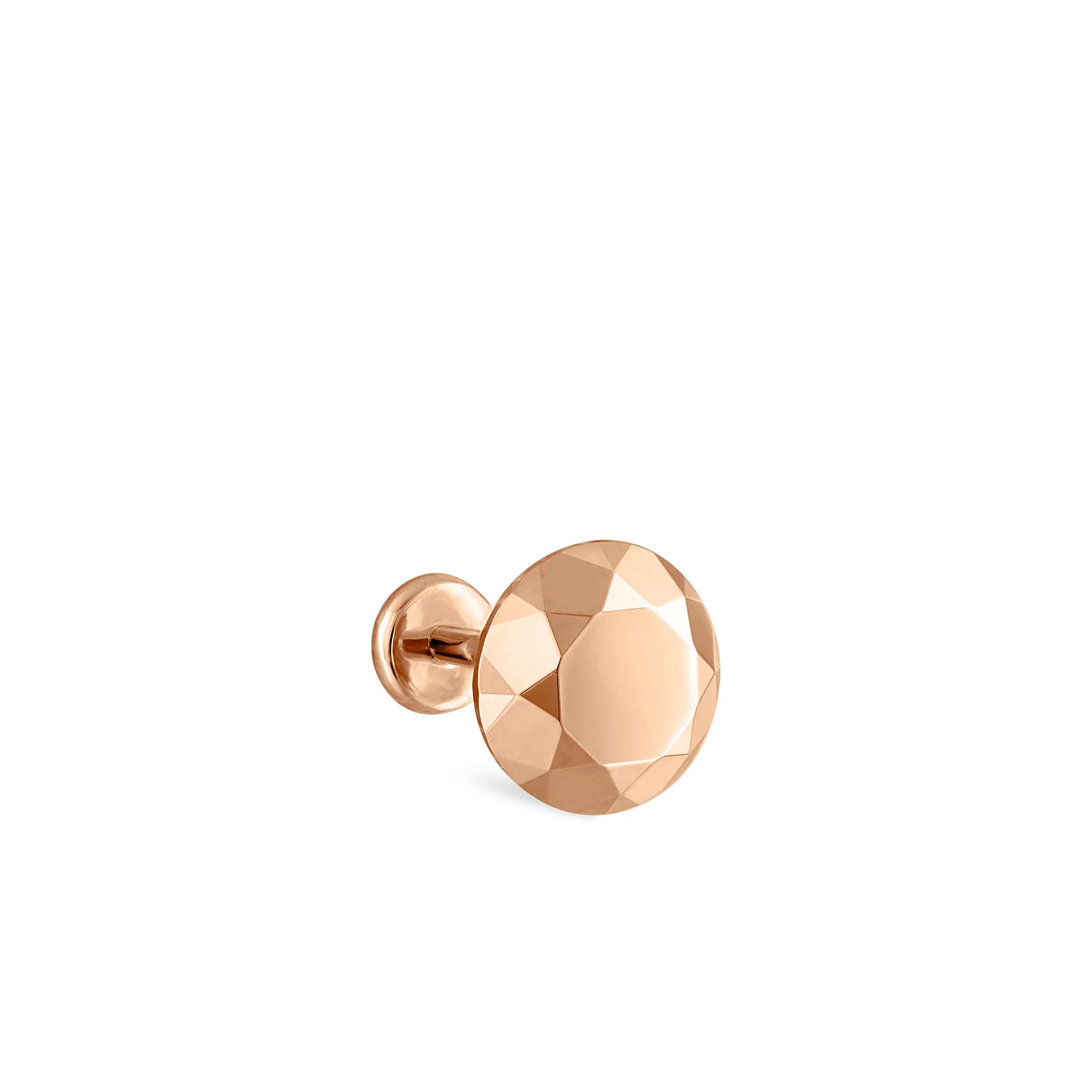 Faceted Gold Round Threaded Stud Earring - Image 9
