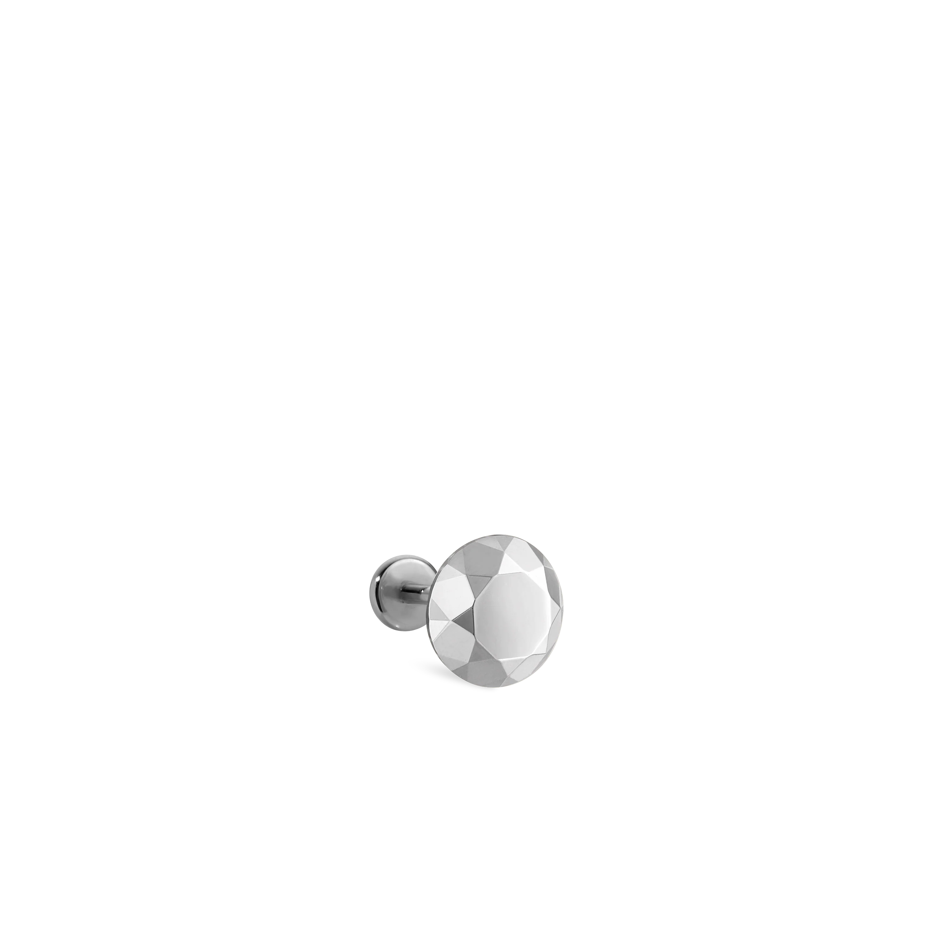 Faceted Gold Round Threaded Stud Earring With Titanium Backing - Image 10