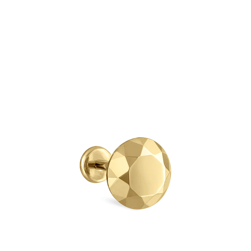 Faceted Gold Round Threaded Stud Earring With Titanium Backing - Image 5