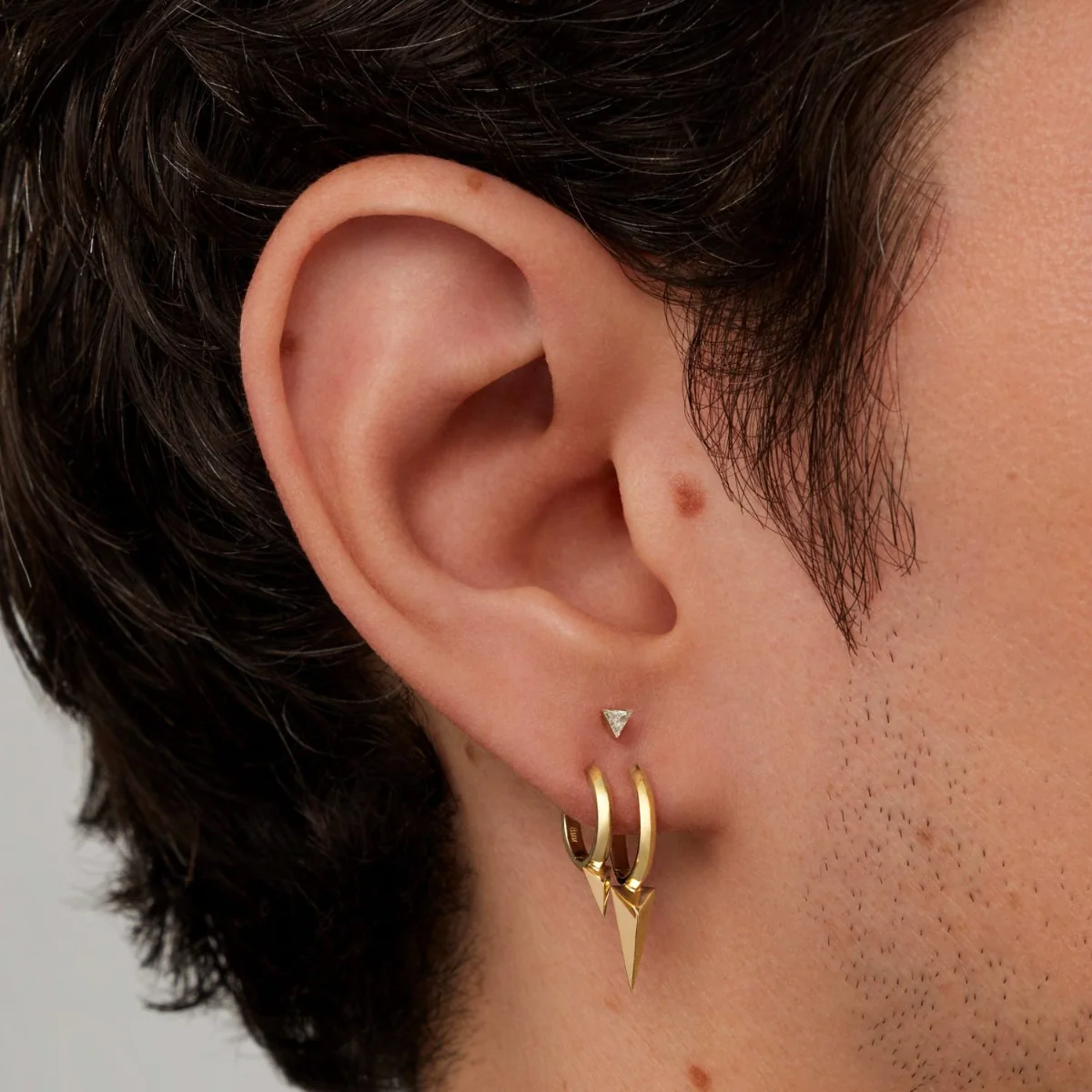 Faceted Single Long Spike Hoop Earring - Image 17