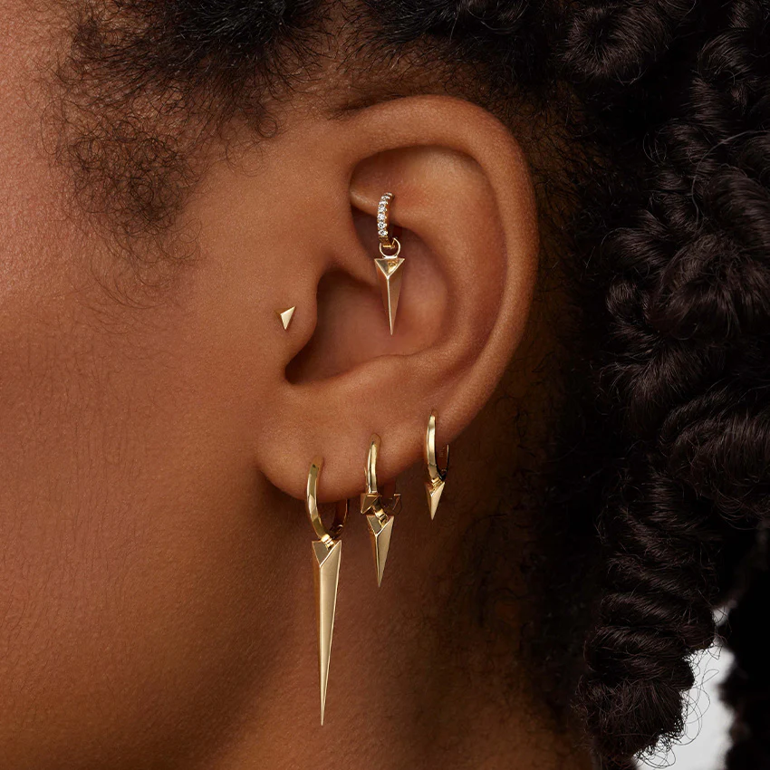 Faceted Single Short Spike Hoop Earring - Image 29
