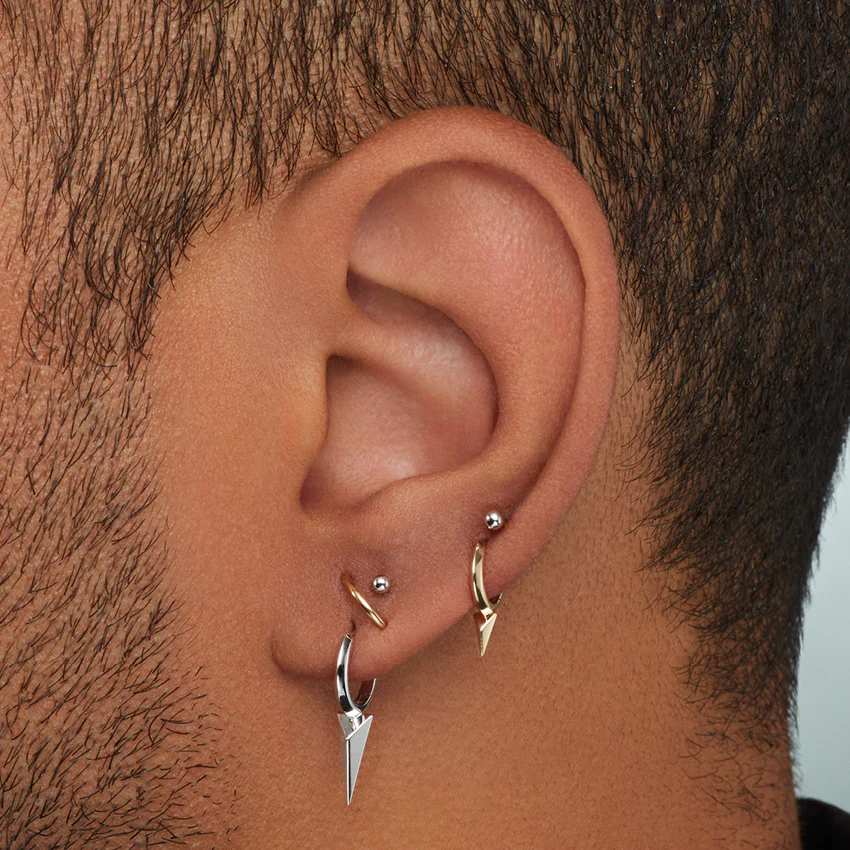 Faceted Single Short Spike Hoop Earring - Image 38