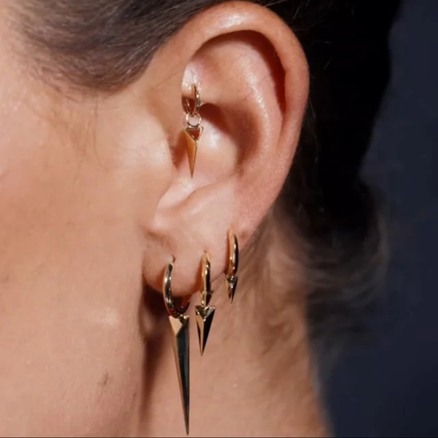 Faceted Single Short Spike Hoop Earring - Image 47