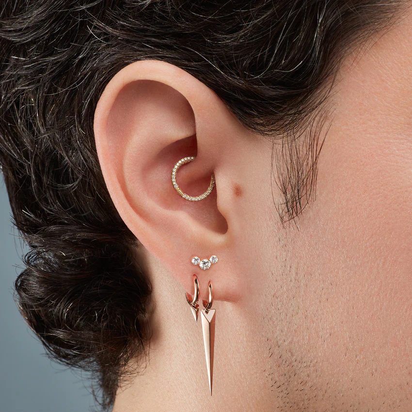 Faceted Single Short Spike Hoop Earring - Image 7