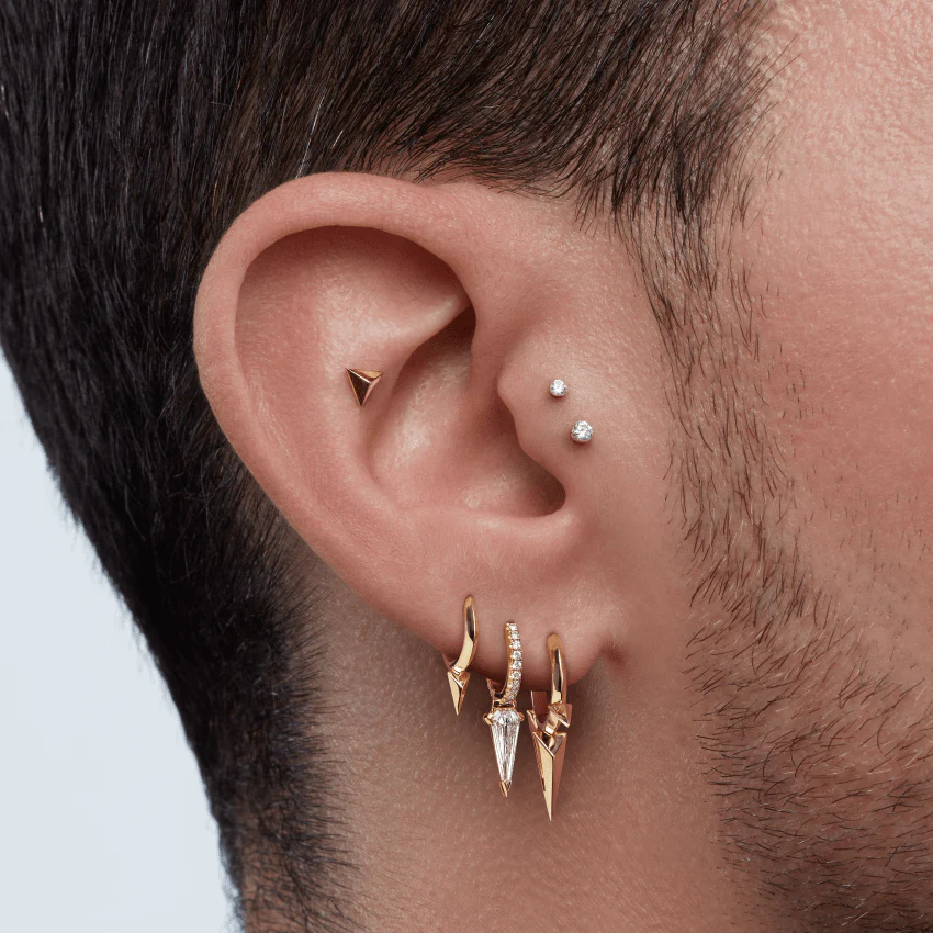 Faceted Single Short Spike Hoop Earring - Image 9