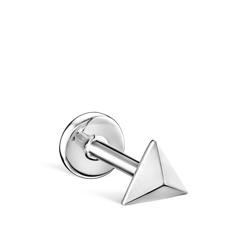 Faceted Triangle Threaded Stud Earring With Titanium Backing - Image 2