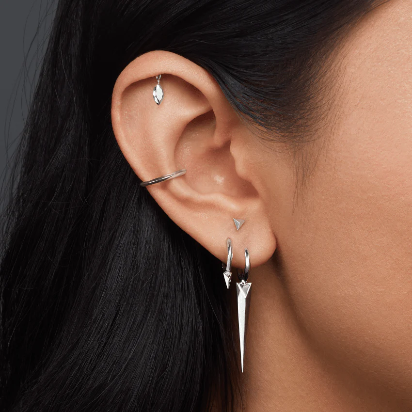 Faceted Triangle Threaded Stud Earring With Titanium Backing - Image 25
