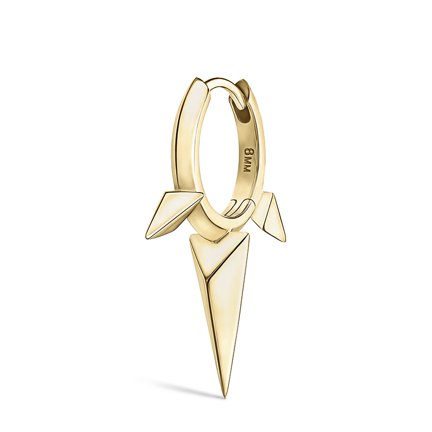 Faceted Triple Long Spike Hoop Earring