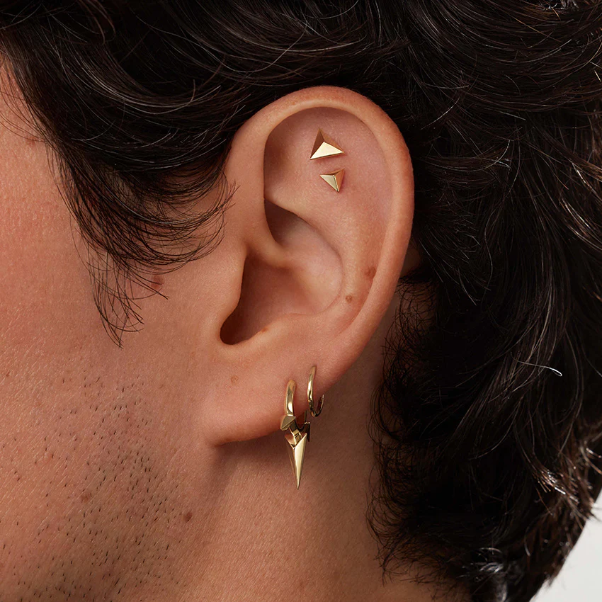 Faceted Triple Long Spike Hoop Earring - Image 53