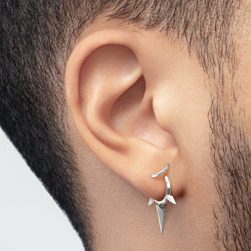 Faceted Triple Long Spike Hoop Earring - Image 56