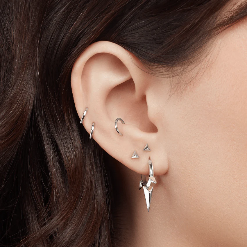 Faceted Triple Long Spike Hoop Earring - Image 57