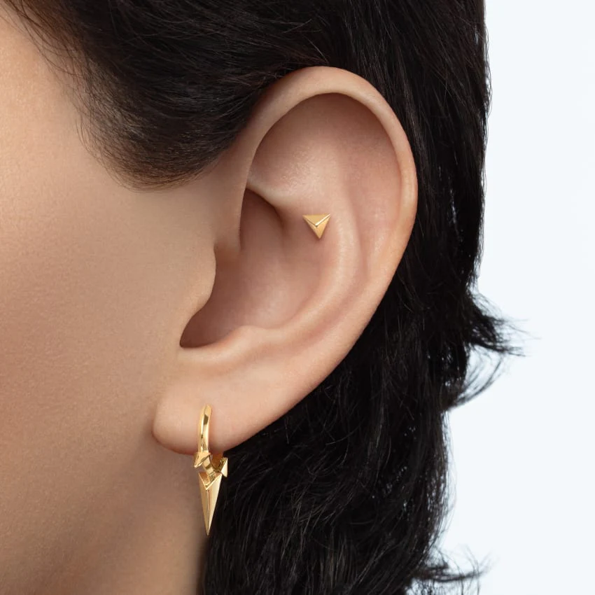 Faceted Triple Long Spike Hoop Earring - Image 6