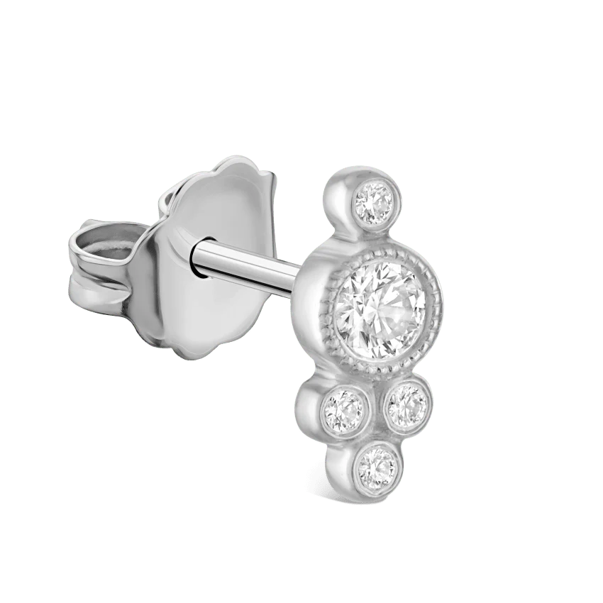 Five Diamond Trinity Stud Earring