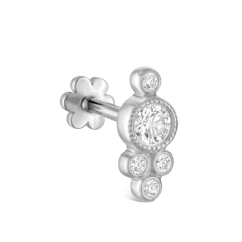Five Diamond Trinity Threaded Stud Earring With Titanium Backing - Image 2