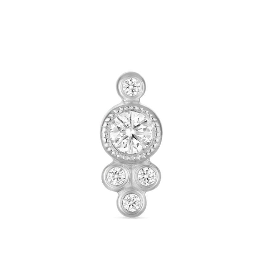 Five Diamond Trinity Threaded Stud Earring With Titanium Backing - Image 3