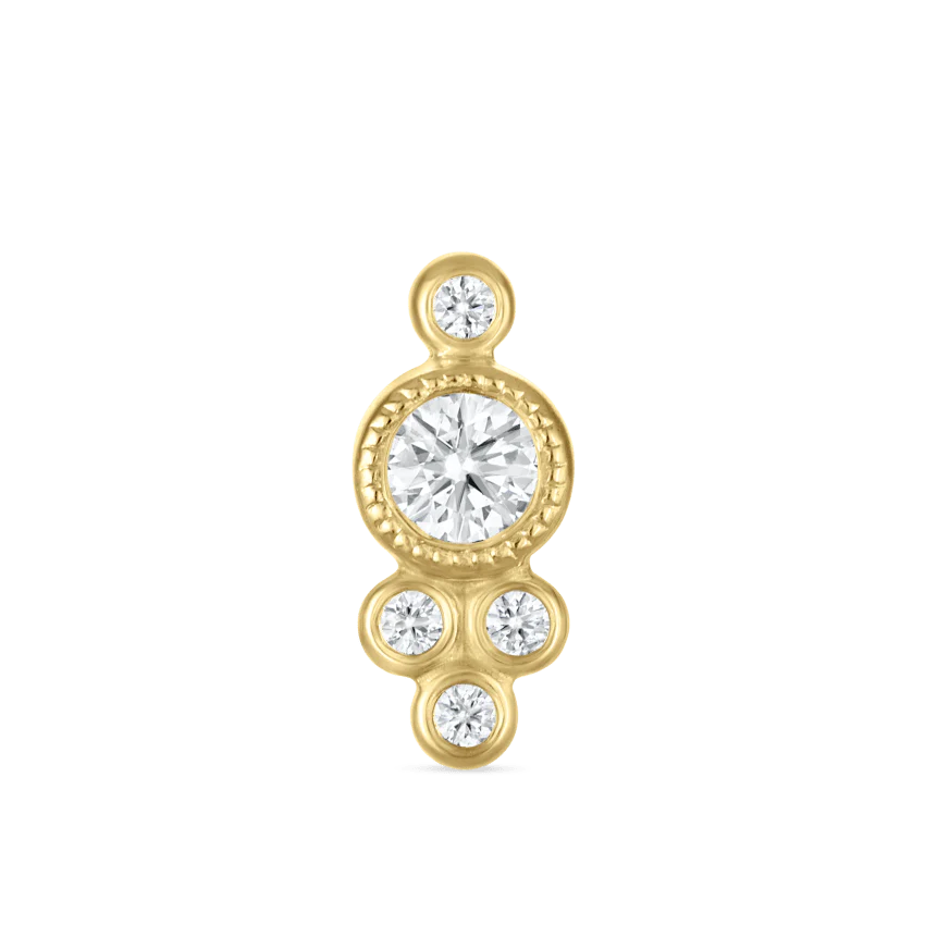 Five Diamond Trinity Threaded Stud Earring With Titanium Backing - Image 5