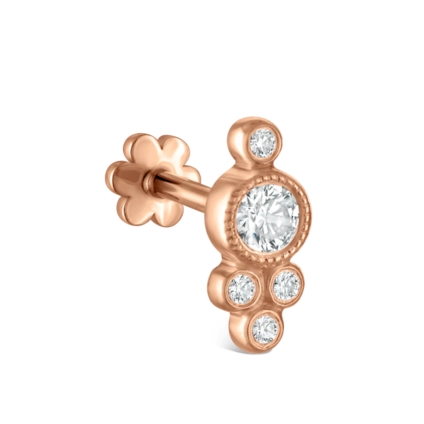 Five Diamond Trinity Threaded Stud Earring With Titanium Backing - Image 6