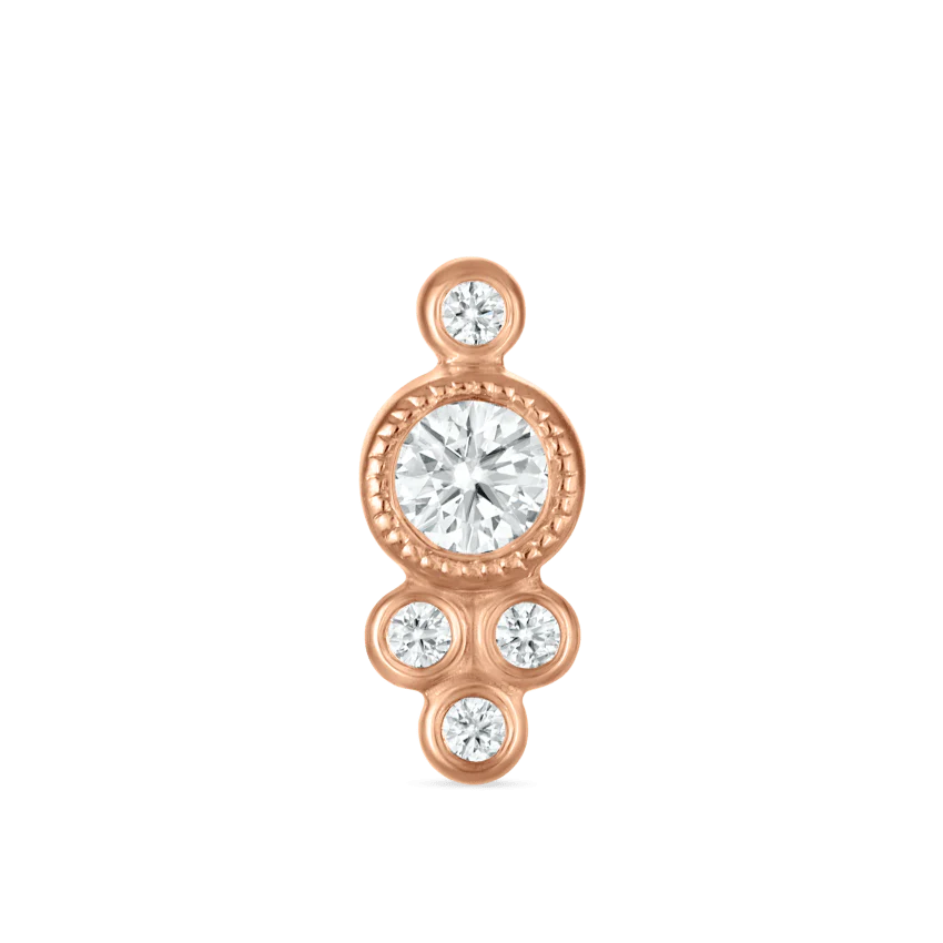 Five Diamond Trinity Threaded Stud Earring With Titanium Backing - Image 7