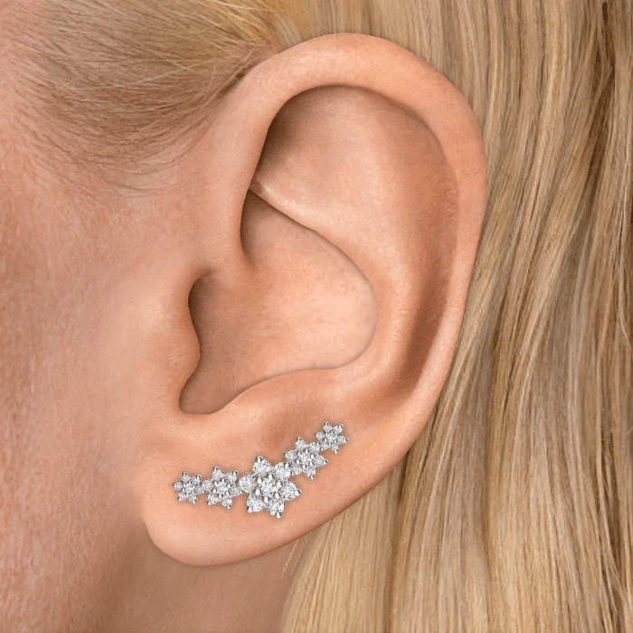 Five Flower Garland Diamond Threaded Stud Earring - Image 17