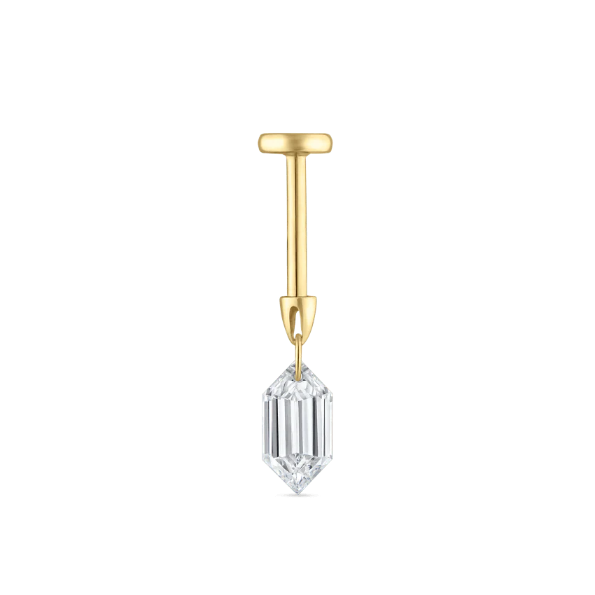 Floating Chevronelle Cut Diamond Threaded Stud Earring - Image 5