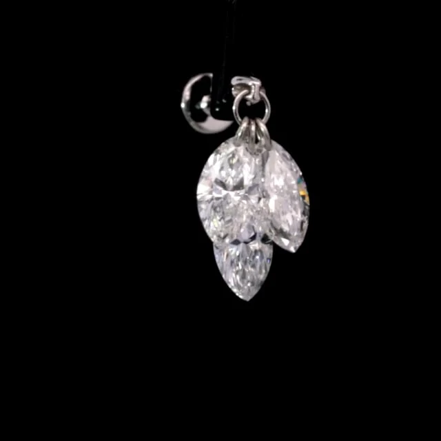 Floating Diamond Plume Threaded Charm Earring - Image 11