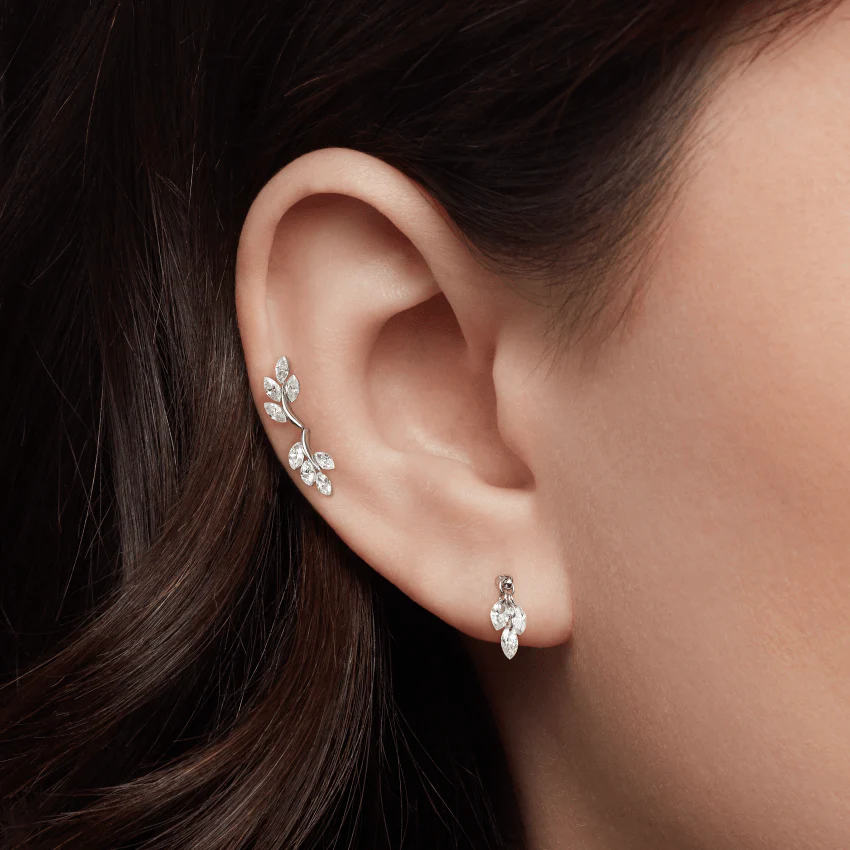 Floating Diamond Plume Threaded Charm Earring - Image 19
