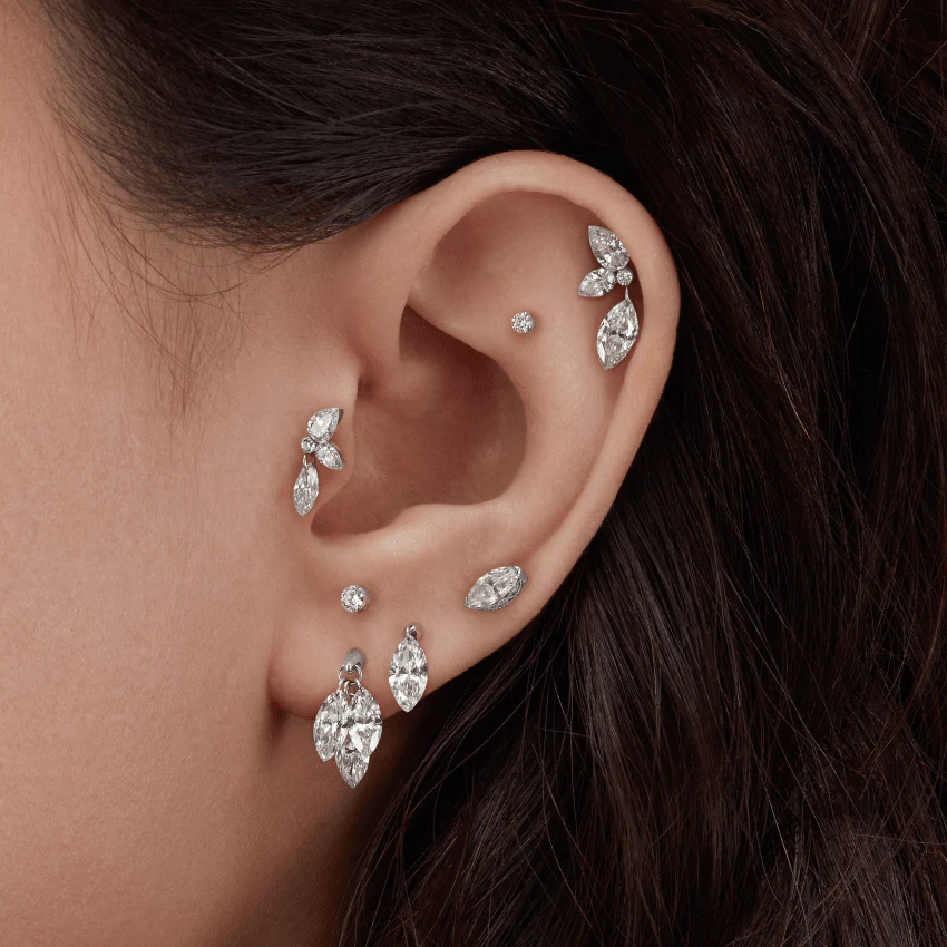 Floating Diamond Plume Threaded Charm Earring With Titanium Backing - Image 12