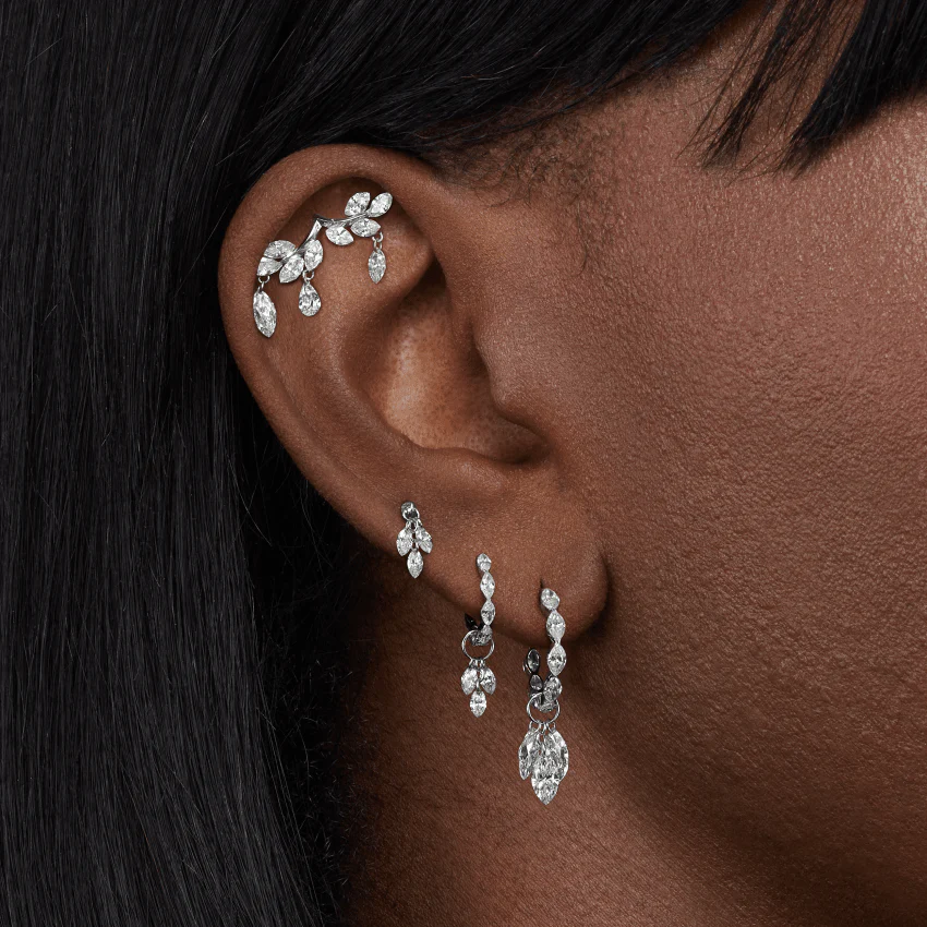 Floating Diamond Plume Threaded Charm Earring With Titanium Backing - Image 22