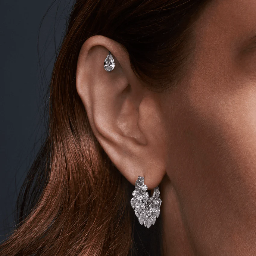 Floating Diamond Tassel Hoop Earring - Image 15