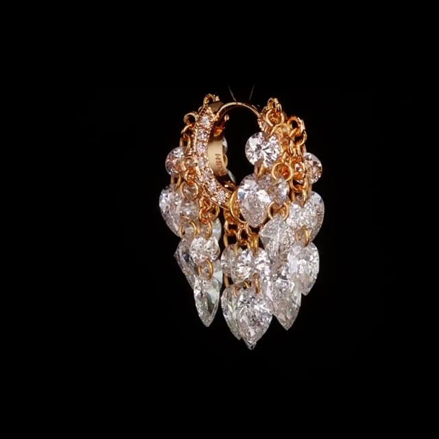 Floating Diamond Tassel Hoop Earring - Image 3