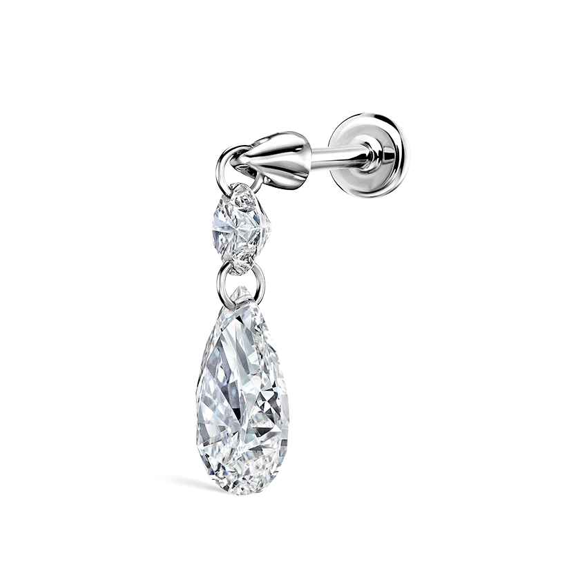 Floating Double Diamond Threaded Charm Earring - Image 12