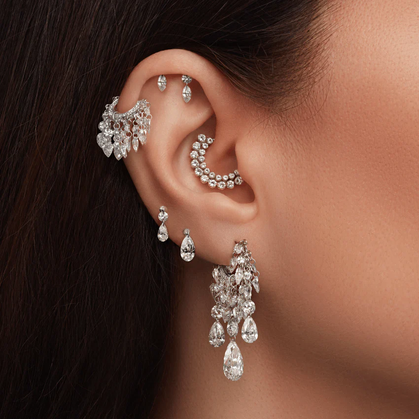 Floating Double Diamond Threaded Charm Earring - Image 20