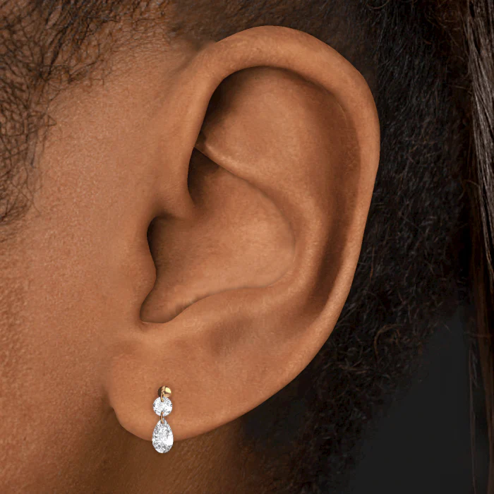 Floating Double Diamond Threaded Charm Earring - Image 22
