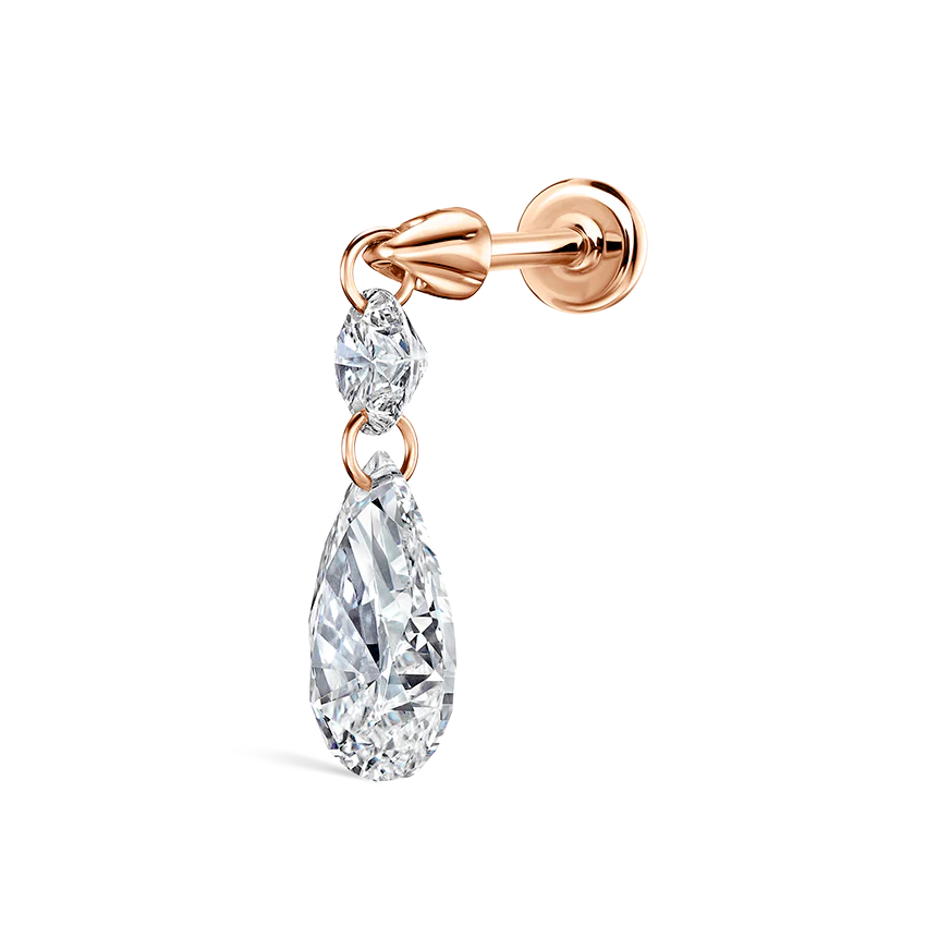 Floating Double Diamond Threaded Charm Earring - Image 44