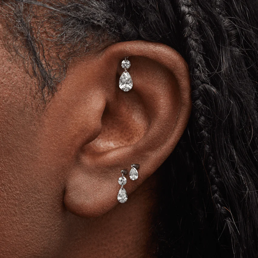 Floating Double Diamond Threaded Charm Earring - Image 49